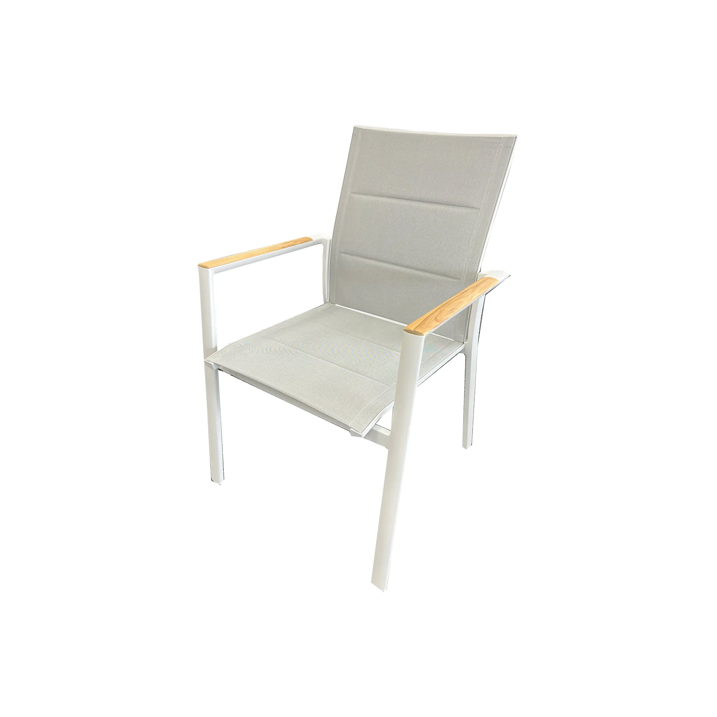 Como Outdoor Padded Dining Chair Aluminium with Teak Insert - White