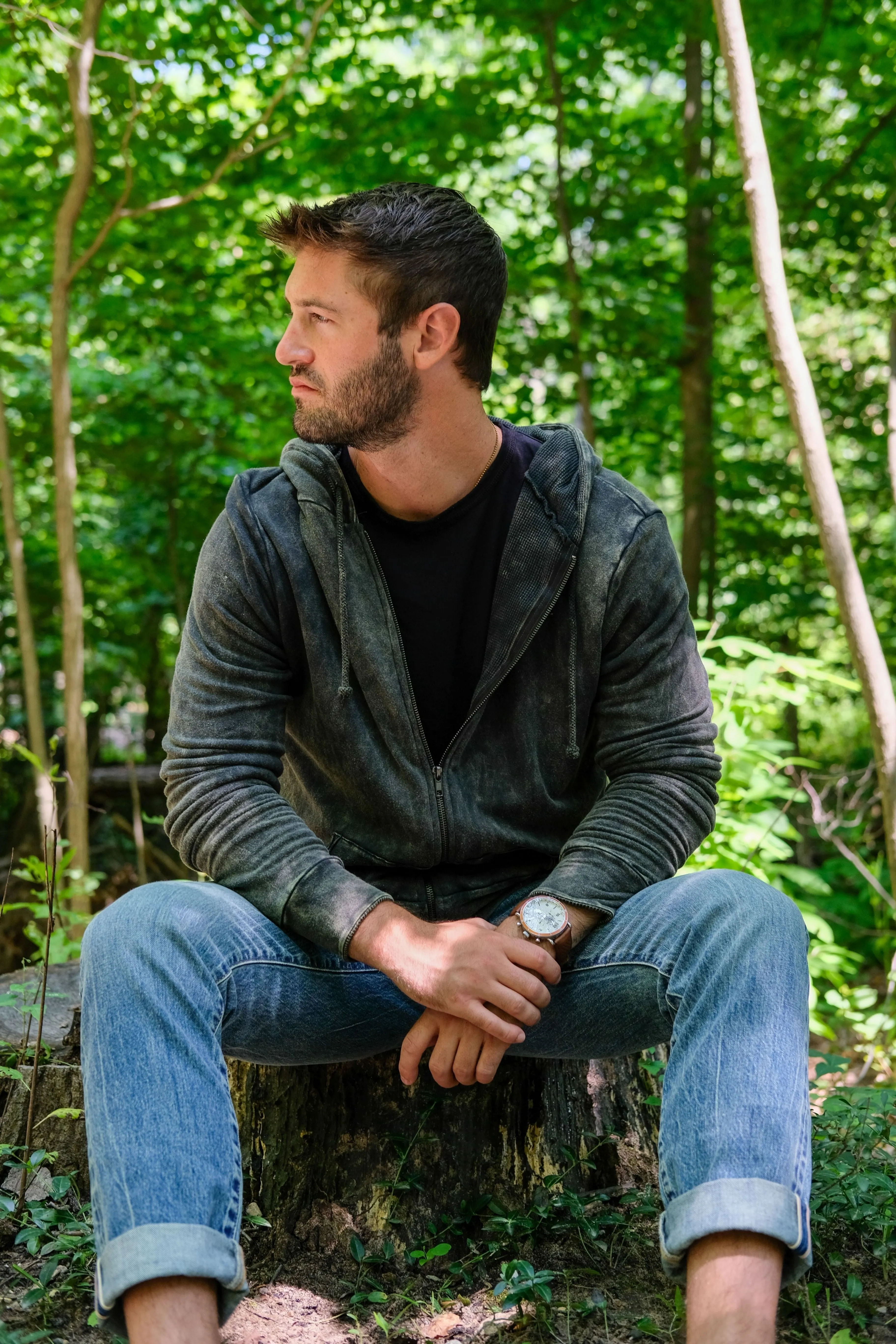 FULLY LINED ZIP HOODIE - VINTAGE ARMY