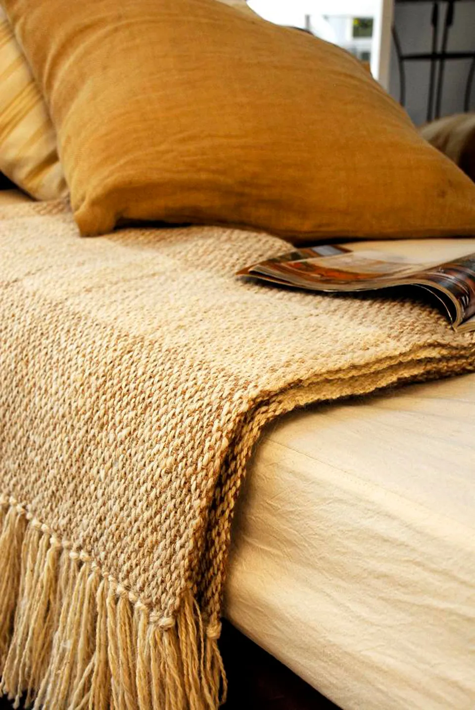 Melange Ivory Wool Throw Blanket