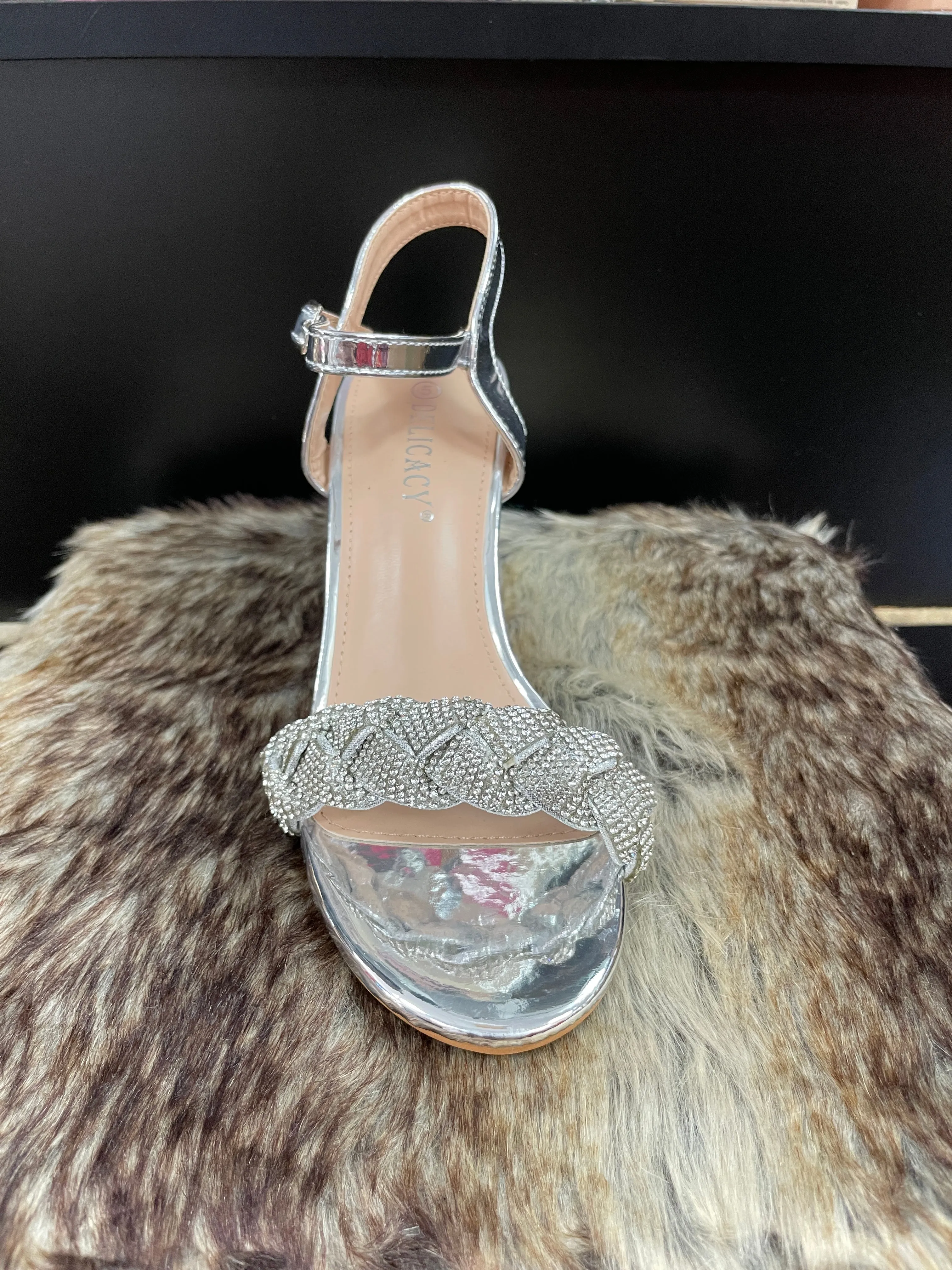 Vanessa Silver Braided Heels
